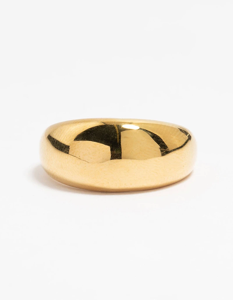 Waterproof Gold Plated Stainless Steel Sleek Chunky Ring