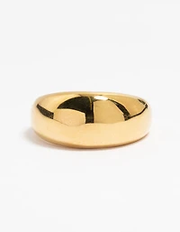 Waterproof Gold Plated Stainless Steel Sleek Chunky Ring