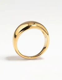 Waterproof Gold Plated Stainless Steel Sleek Chunky Ring