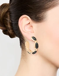 Boucles d’oreilles en pierre noire dorée
