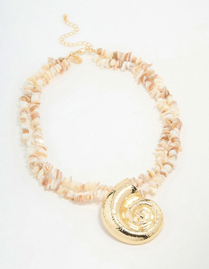 Gold Genuine Shell Pendant Necklace
