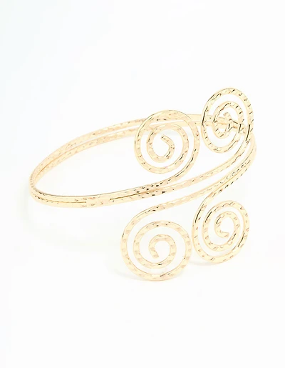 Gold Hammered Swirl Arm Cuff