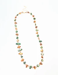 Green & Neutral Beaded Necklace