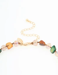 Green & Neutral Beaded Necklace
