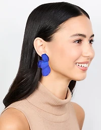 Blue Coated Metal Petal Drop Earrings