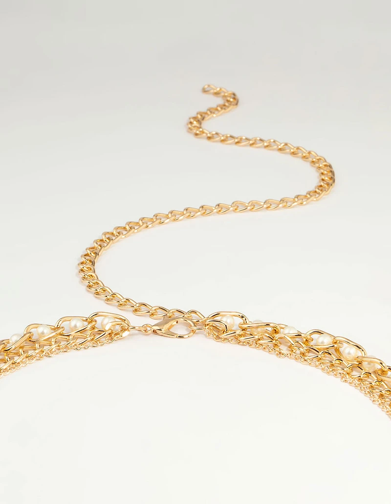 Gold Pearl Mixed Chain Belt