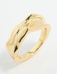 Gold Plated Textured Band Ring