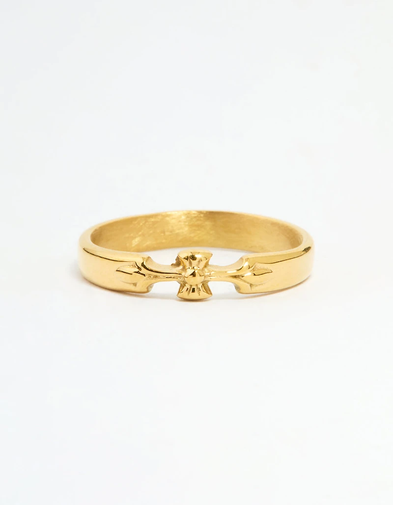 Waterproof Gold Plated Stainless Steel Dainty Bow Band Ring