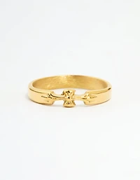 Waterproof Gold Plated Stainless Steel Dainty Bow Band Ring