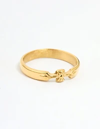 Waterproof Gold Plated Stainless Steel Dainty Bow Band Ring