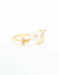 Gold Plated Cubic Zirconia Lovely Flower Wrap Around Ring