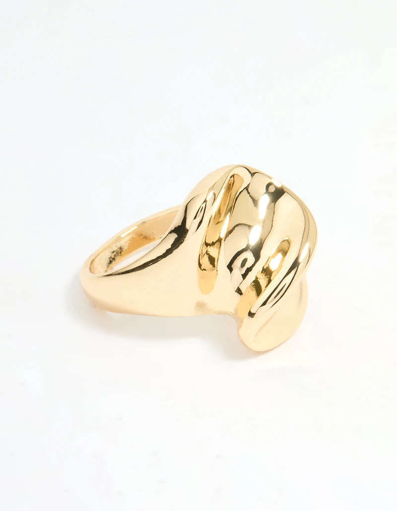 Gold Plated Twisted Oval Ring