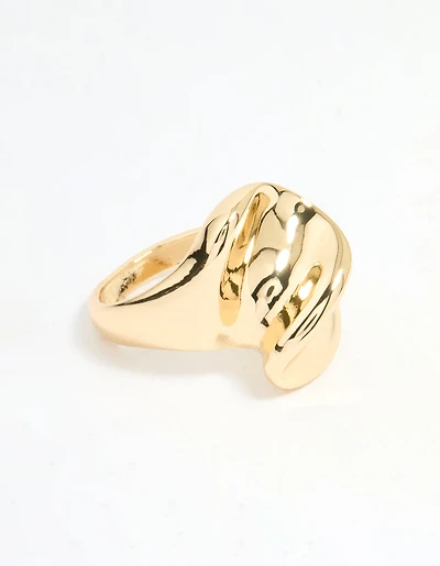 Gold Plated Twisted Oval Ring
