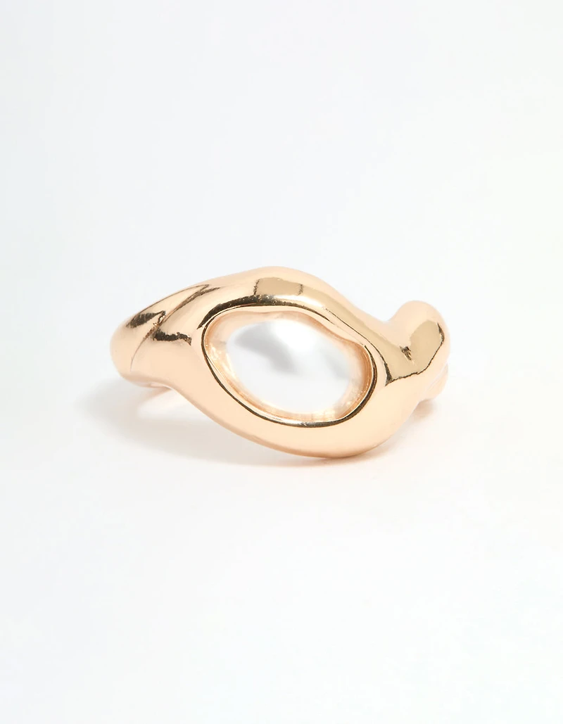 Gold Pearl Molten Circle Ring
