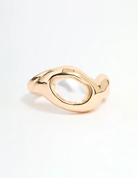 Gold Pearl Molten Circle Ring