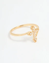Gold Plated Cubic Zirconia Cross Ring