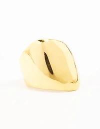 Waterproof Gold Plated Stainless Steel Statement Rectangle Ring