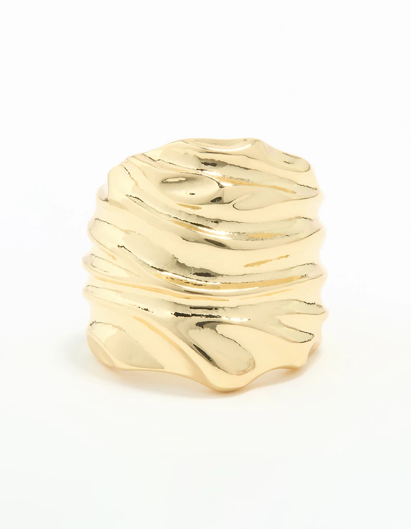 Gold Plated Molten Face Ring