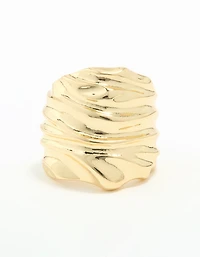 Gold Plated Molten Face Ring