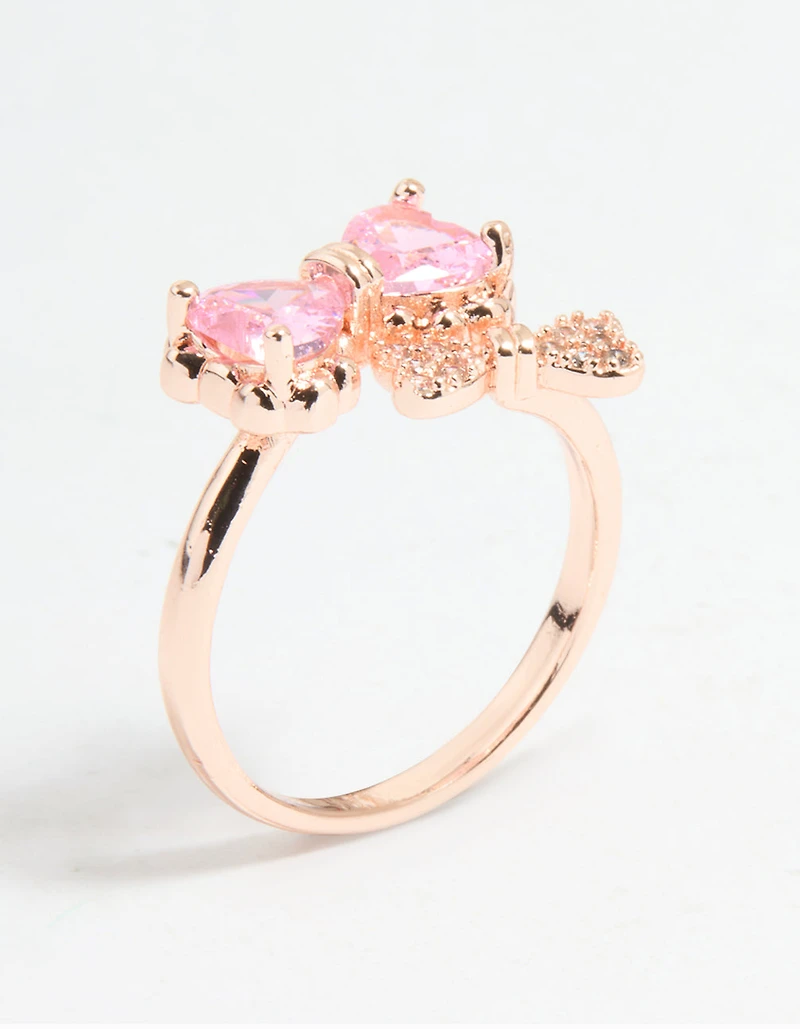 Anneau double délicat en zircone cubique or rose