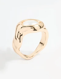 Anneau Cercle Fondu en Perle d’Or