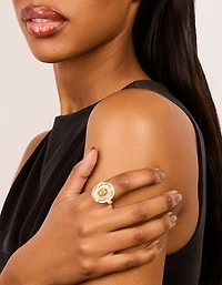 Gold Oval Statement Stone Ring