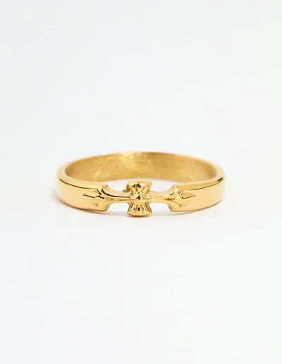 Waterproof Gold Plated Stainless Steel Dainty Bow Band Ring