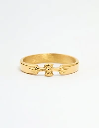 Waterproof Gold Plated Stainless Steel Dainty Bow Band Ring