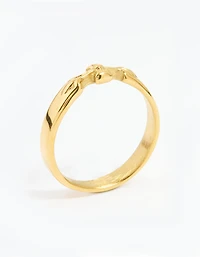 Waterproof Gold Plated Stainless Steel Dainty Bow Band Ring