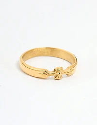 Waterproof Gold Plated Stainless Steel Dainty Bow Band Ring