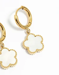 Waterproof Gold Plated Stainless Steel Cubic Zirconia Petal Earrings 2-Pack