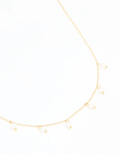 Waterproof Gold Plated Stainless Steel Pearl Charms Necklace