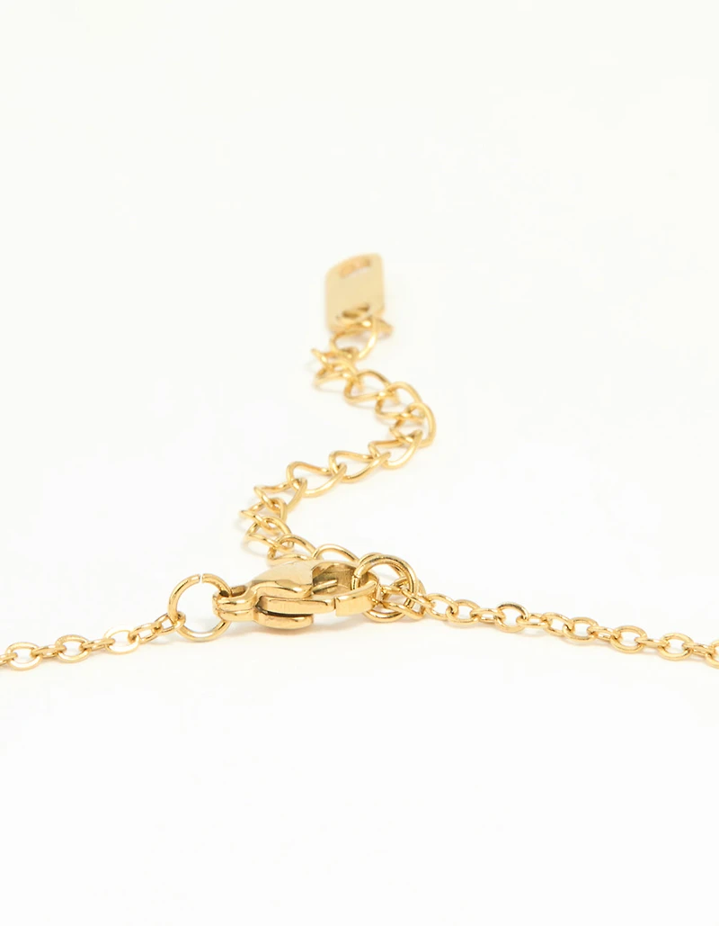 Waterproof Gold Plated Stainless Steel Textured Butterfly Necklace