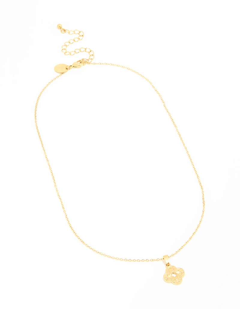 Waterproof Gold Plated Stainless Steel Petal Pendant Necklace