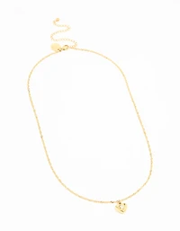 Waterproof Gold Plated Stainless Steel Cubic Zirconia Puffy Heart Necklace