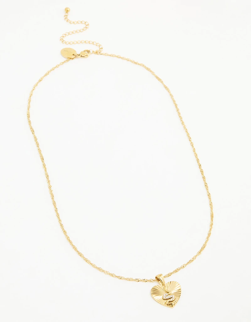 Waterproof Gold Plated Stainless Steel Snake Heart Necklace