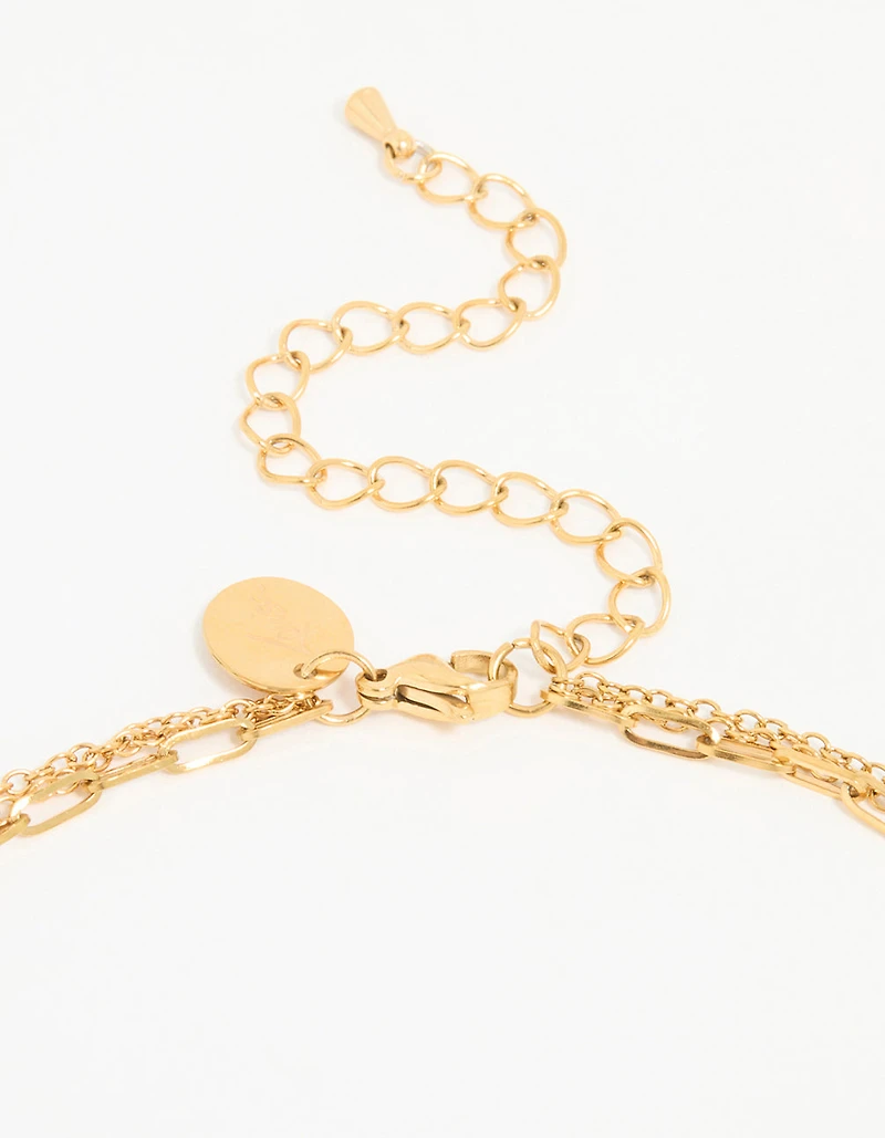 Waterproof Gold Plated Stainless Steel Evil Eye Layered Necklace