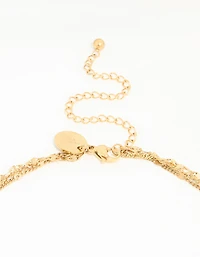 Waterproof Gold Plated Stainless Steel Triple Chain Layered Necklace