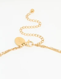 Waterproof Gold Plated Stainless Steel Pearl & Coin Layered Necklace