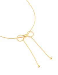 Waterproof Gold Plated Stainless Steel Snake Chain Bow Necklace