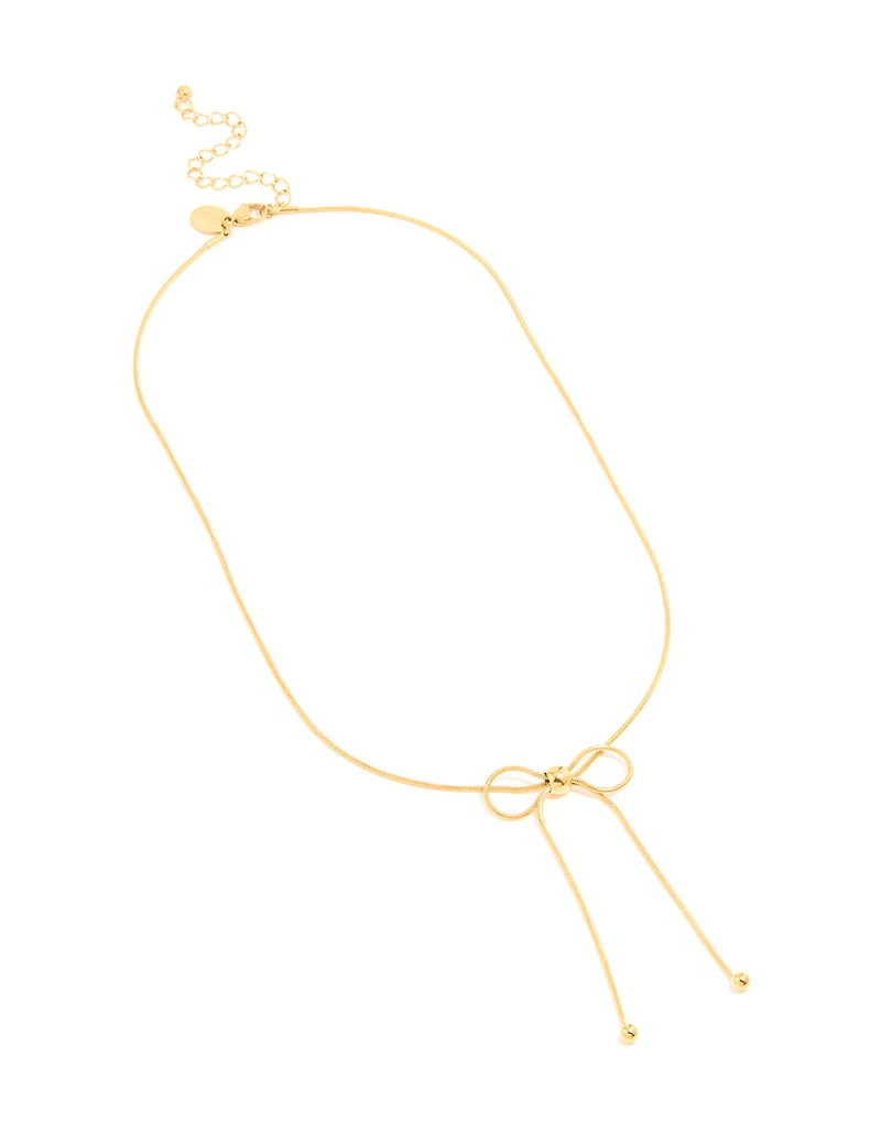 Waterproof Gold Plated Stainless Steel Snake Chain Bow Necklace