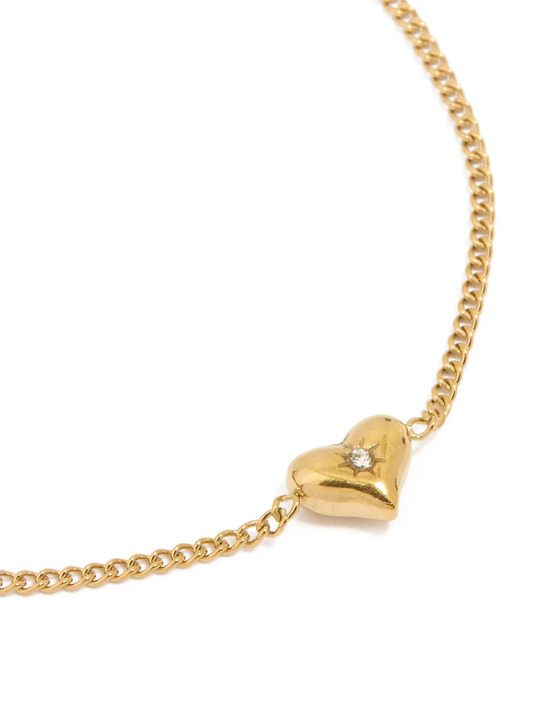 Waterproof Gold Plated Stainless Steel Dainty Heart Bracelet