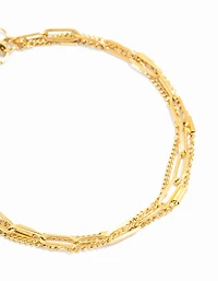 Waterproof Gold Plated Stainless Steel Layered Chain Bracelet