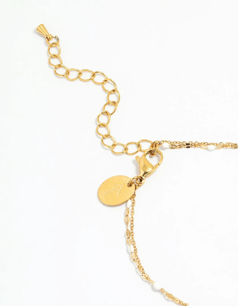 Waterproof Gold Plated Stainless Steel Layered Cross Bracelet