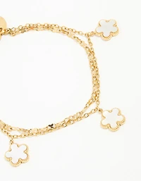 Waterproof Gold Plated Stainless Steel Floral Petal Bracelet