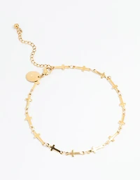 Waterproof Gold Plated Stainless Steel Cross Anklet