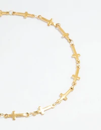 Waterproof Gold Plated Stainless Steel Cross Anklet