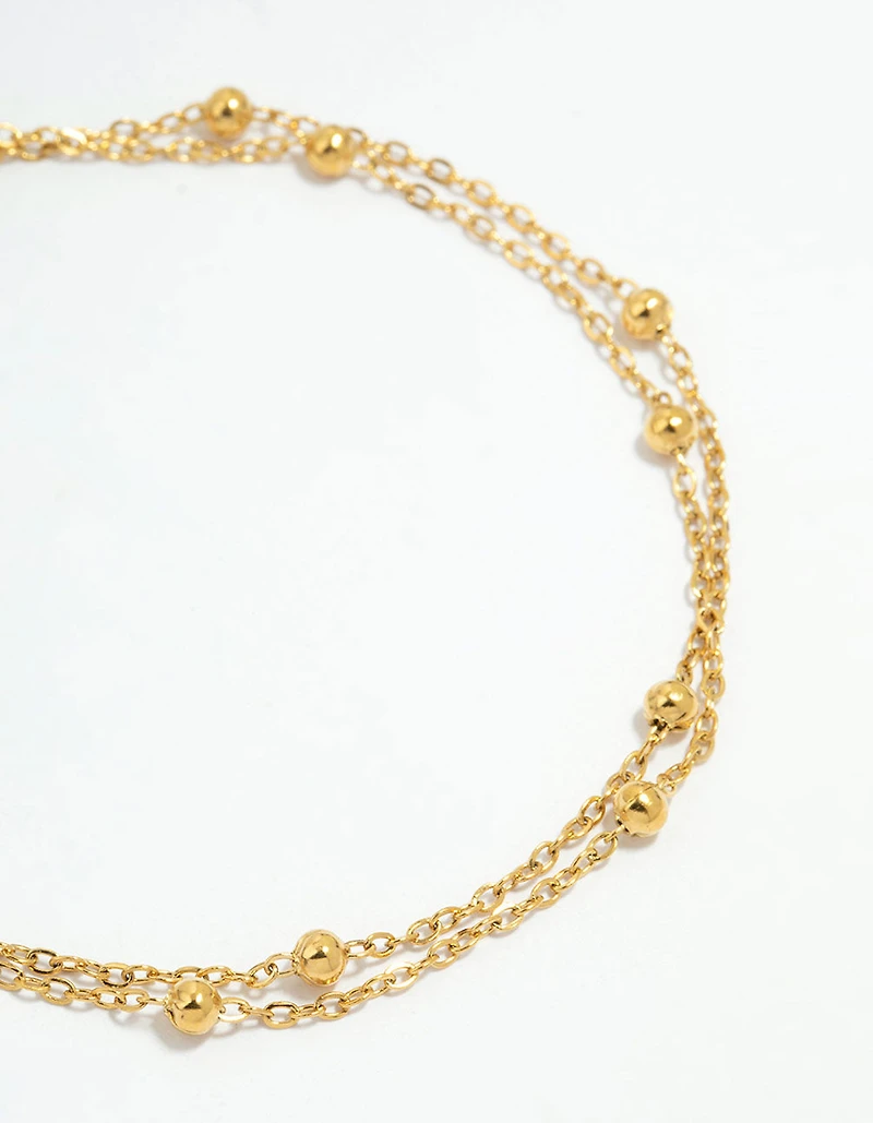 Waterproof Gold Plated Stainless Steel Ball Anklet