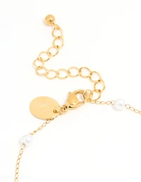 Waterproof Gold Plated Stainless Steel Pearl Star & Shell Charm Anklet