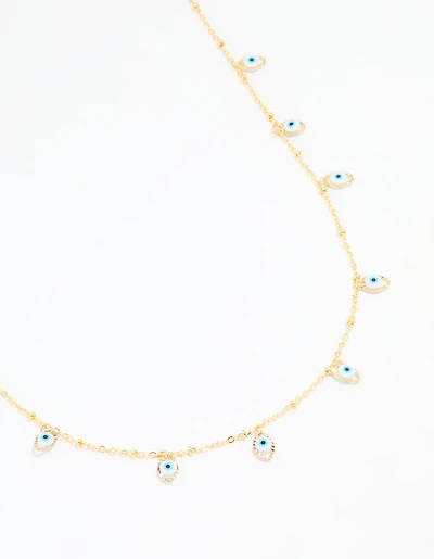 Chaîne imperméable plaquée or en acier inoxydable plaqué Evil Eye